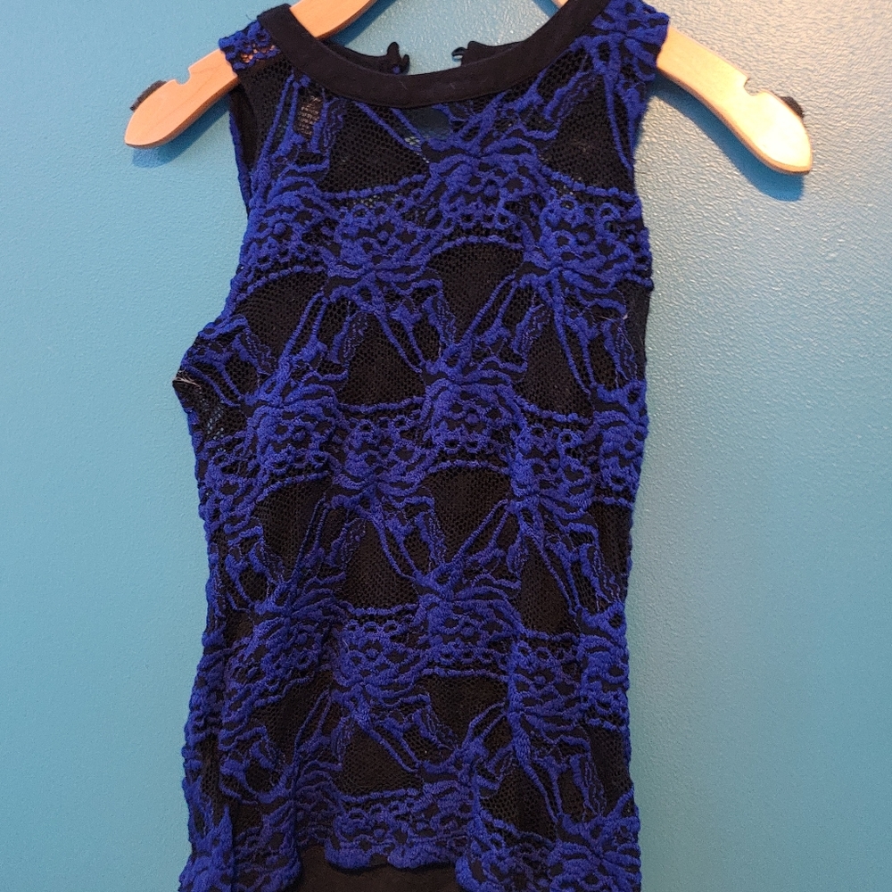Black and blue lace top
